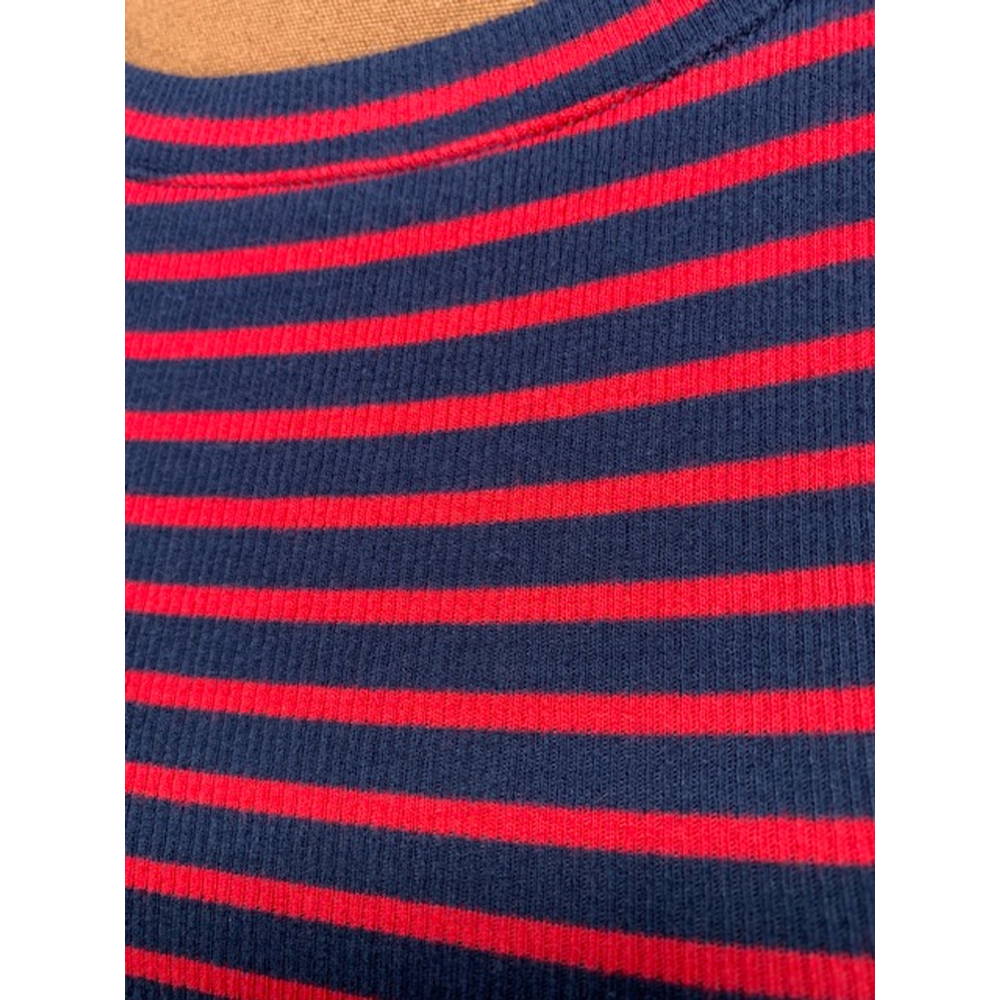 PRICE DROP! Women's Loft Ann Taylor Shirt M Navy Red Ribbed Yacht Nautical - Picture 4 of 4